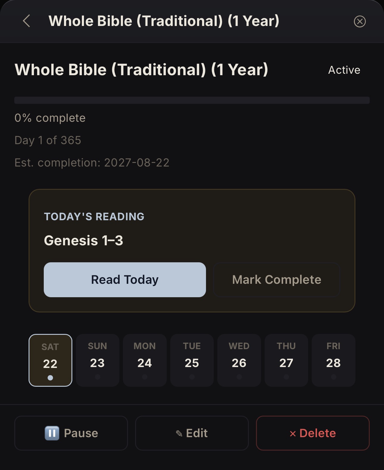 1-Year Reading Plan & Streak Dashboard